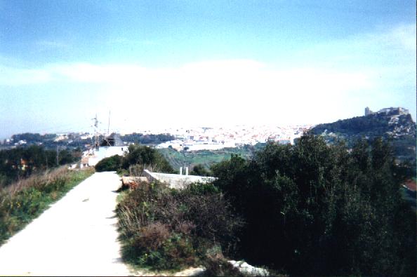 Vista panor�mica com o Castelo de Palmela em cima e � direita