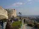 The remaining walls of the ancient city above modern Thessaloniki
