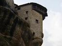 looking up at the monastary--before roads, they would raise the monks up to the towers in a small basket