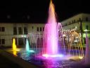 the fountain in the square at Kalambaka, the small town below the mountains of Meteora