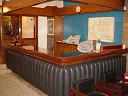 the front desk of the hotel