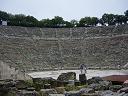 the giant circular theatre at Epidavros, near Mycenae