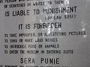the posted rules for entering the museum