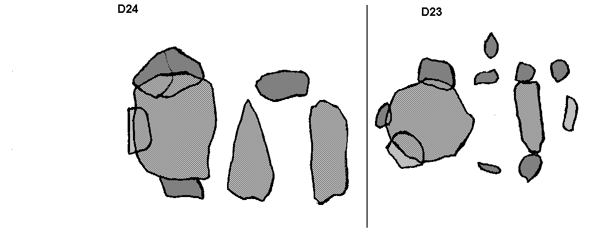 Hunebedden D23+D24 bij Bronneger (Zuider es), gemeente Borger / Gro�steingr�ber D23+D24 bei Bronneger, Gemeinde Borger / All�es couvertes D23+D24 chez Bronneger, commune de Borger / Tumbas megal�ticas D23 y D24 cerca de Bronneger, municipio de Borger