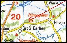 Location of the tombs between Gro�-Ber�en and H�ven e.g. BRD D860, on both sides of the road / Lage der Gr�ber zwischen Gro�-Ber�en und H�ven z. B. BRD D860, an beiden Seiten der Stra�e / Ligging van de hunebedden tussen Gro�-Ber�en en H�ven b.v. BRD D860, aan beide zijden van de weg / Position des tombes entre Gro�-Ber�en et H�ven p.e. BRD D860, aux deux cot�s de la route / Posici�n de las tumbas entre Gro�-Ber�en y H�ven p.e. BRD D860, de una borde y de otra del camino