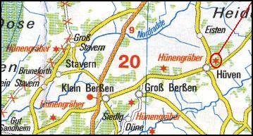Location of tomb BRD D842 near H�ven (North) in the wood next to the blacksmith / Lage des Grabes BRD D842 bei H�ven (Nord) im Walde neben dem Schmied / Ligging van het graf BRD D842 bij H�ven (Noord) in het bos naast de smid /&nbsp; Position de la tombe BRD D842 chez H�ven (le nord) au bois � c�t� du forgeron / Posici�n de la tumba megal�tica BRD D842, cerca de H�ven (norte) en el bosque contiguo al herrero