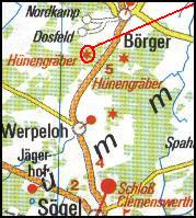 Location of two tombs near Werpeloh (Kl�bertannen) / Lage zweier Gr�ber bei Werpeloh (Kl�bertannen) / Ligging van twee hunebedden bij Werpeloh / Position de deux tombes chez Werpeloh / Posici�n de dos tumbas cerca de Werpeloh