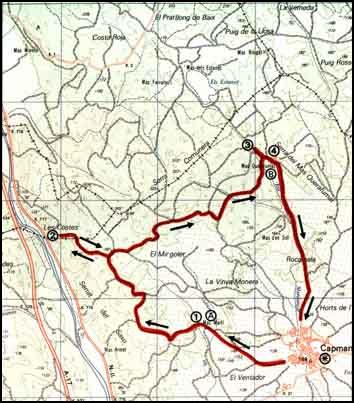 carte routi�re des environs de Quer Afumat / wegenkaart van de omgeving van Quer Afumat / Wegenkarte der Umgebung von Quer Afumat / mapa de los alrededores de Quer Afumat
