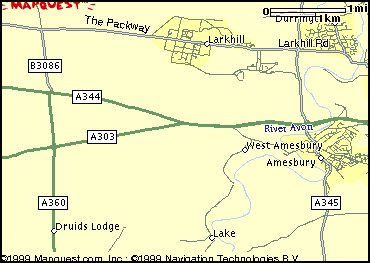 carte routi�re des environs de Stonehenge / omgevingskaart van Stonehenge / Karte der Umgebung von Stonehenge / mapa de los alrededores de Stonehenge