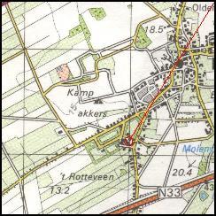 Location of tomb D13 at Eext / Lage des Grabes D13 in Eext / Ligging van het graf D13 in Eext / Position du dolmen D13 � Eext / Posici�n del dolmen D13 a Eext