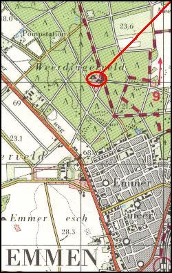 Location of the tombs D38, D39, and D40 near Emmen (Forrestry of Emmen) / Lage der Grber D38, D39 und D40 bei Emmen / Ligging van de graven D38, D39 en D40 bij Emmen / Position des tombes D38, D39 et D40 chez Emmen / Posicin de las tumbas D38, D39 et D40 cerca de Emmen
