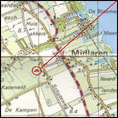 Location of tombs D3 and D4 near Midlaren / Lage der Steingr�ber D3 und D4 bei Midlaren / Ligging van de hunebedden D3 en D4 bij Midlaren / Position des all�es couvertes D3 et D4 chez Midlaren / Posici�n de las tumbas megal�ticas D3 y D4 cerca de Midlaren
