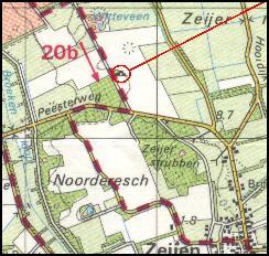 Location of tomb D5 near Zeijen / Lage des Steingrabes D5 bei Zeijen / Ligging van het hunebed D5 bij Zeijen / Position de l'alle couverte D5 chez Zeijen / Posicin de la tumba megaltica D5 cerca de Zeijen
