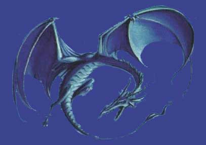 Flying blue dragon.