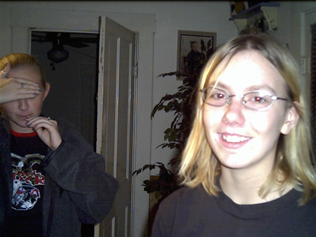 Disty (who is covering her face), and Jamie