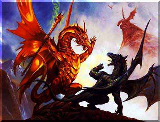 Dragons fighting.