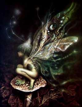 Faerie sitting on a mushroom