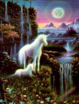 Unicorns at moon rise