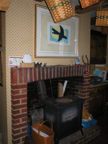 Raised-hearth Fireplace with Wood Stove
