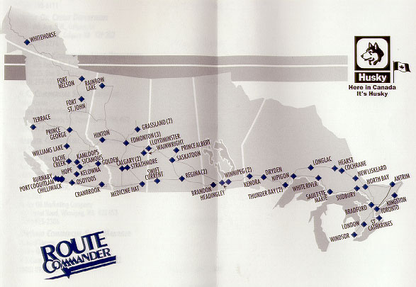 Map of Canadian Route Commander locations