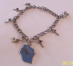 Charm bracelet with sterling charns