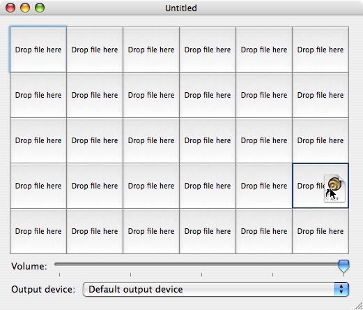 An AIFF file being dropped onto one of the buttons in a new soundboard.