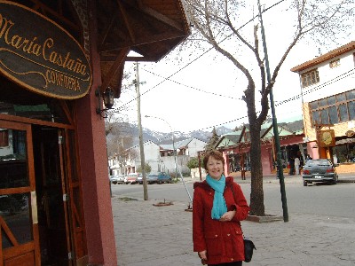 Welsh teacher, Jayne, outside the confiteria