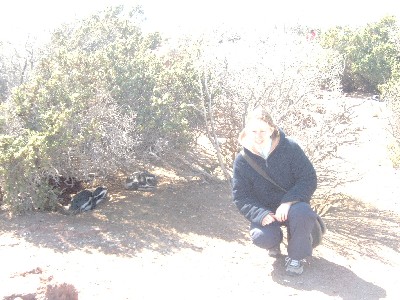 Emma with some penguins