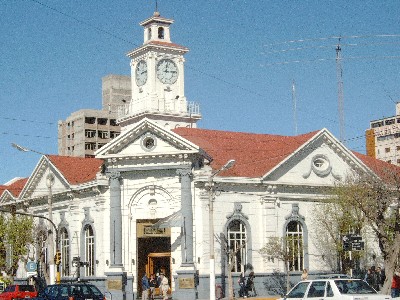 Banco de la Nacion, with clocktower that frequently lies
