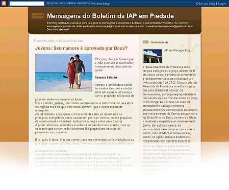 Blog da IAP em Piedade com Mensagens do Boletim Informativo