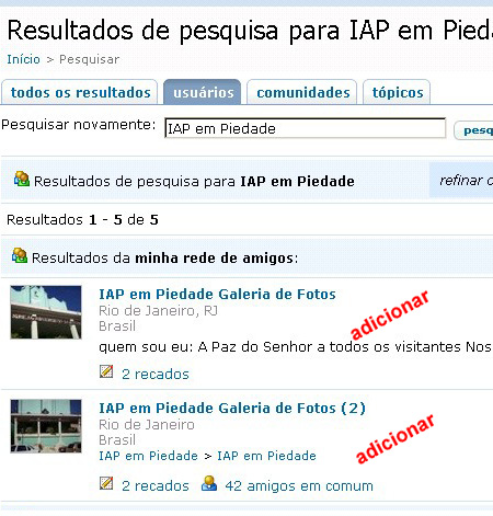tela com os resultados da pesquisa sobre a IAP em Piedade