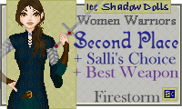 She even has a shiny belt buckle.