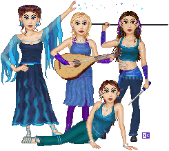 My leading ladies dressed as entertainers. This would be a side story that I don't think I'll keep, but I had fun making this set. (It's the first time I've planned and designed full sized dolls specifically to be a set.)
