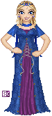 Kuukiir asked for a flowy fantasy dress in blue and maybe purple or red. The red didn't quite make it, but I love the doll. :)