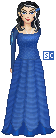 Polgara the Sorceress wears gowns in blue, blue, and blue.