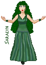 My characters don't normally have green hair, but Saralyn's father was a sea person.  (Very early doll.)