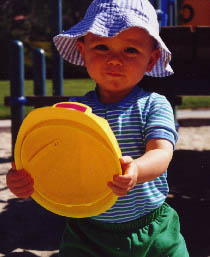 Who's wearing this yellow hat?