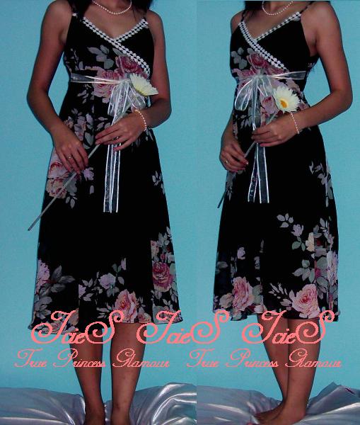 Black Chiffon with Floral Motifs