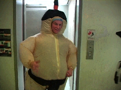 His suit is filled with air and love.