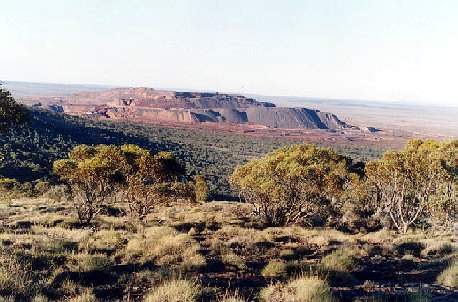 View of the mine from the surrounding bushland