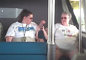 Diane, Emily, and Ronnie on the monorail