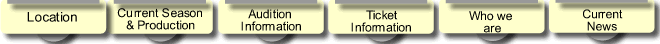 Tabs to describe Location, Current Season & Production, Audition Information, Ticket Information, Who we are, Current News.