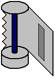 Stationary element with rotating element torn away