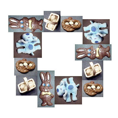 The  life cycle of Taenis pisiformis staring Blue and the Easter bunny.  (click to go back)