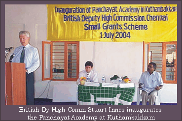 Mr.Ilango, the Panchayat president and head of the Trust that will run the Panchayat Academy, is at right.