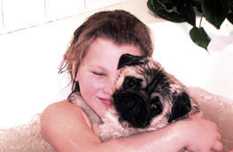 Megan and Joey taking a bubble bath