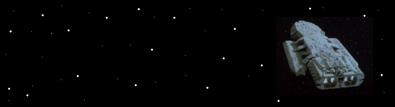 Battlestar Galactica approaching Earth in 1980