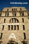 The Pillsbury A Mill on Main Street, SE. The mill displays the distinctive letter "A" and showcases the local limestone.