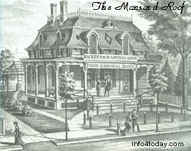 The Mansard roof on the Hackensack Savings Bank, New Jersey, in 1876.