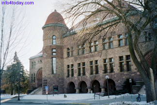 Pillbury Hall at the University of Minnesota - Minneapolis.  It's an example of Richardsonian Romanesque and was completed in 1889.